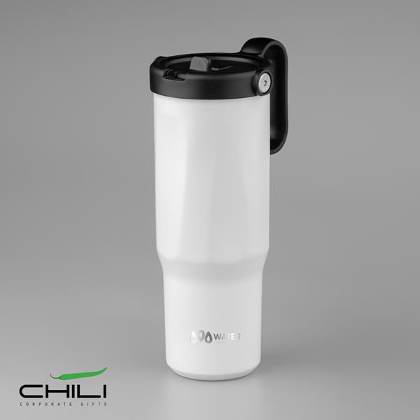 Copo Chili 900Ml, Com Pega E Palhinha - Branco