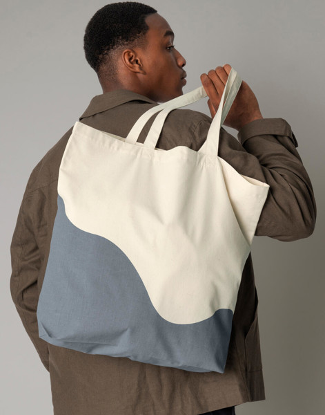 Organic Cotton Wave Print Maxi Tote - Natural / Black / ONE SIZE