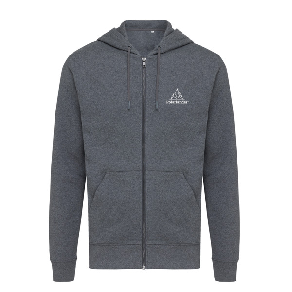 Iqoniq Abisko Zip-Kapuzenpullover aus recycelter Baumwolle - Ungefärbtes Anthrazit / XXXL