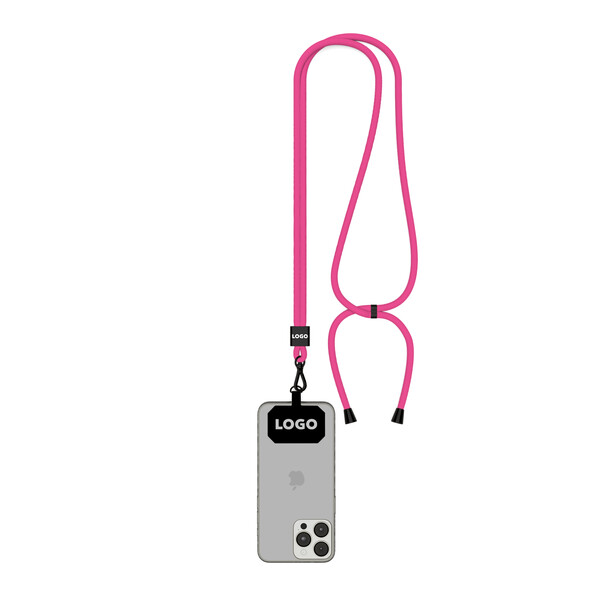 Crossbody 2-tone cord phone holder made of polyester - Violet Red / Black accessories