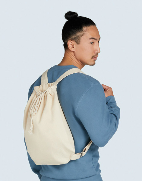 Canvas Backpack Straps And Drawstring - Black / ONE SIZE
