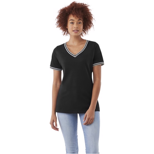 Camiseta de pico punto piqué para mujer "Elbert" - Negro Intenso / Mezcla De Grises / Blanco / XXL