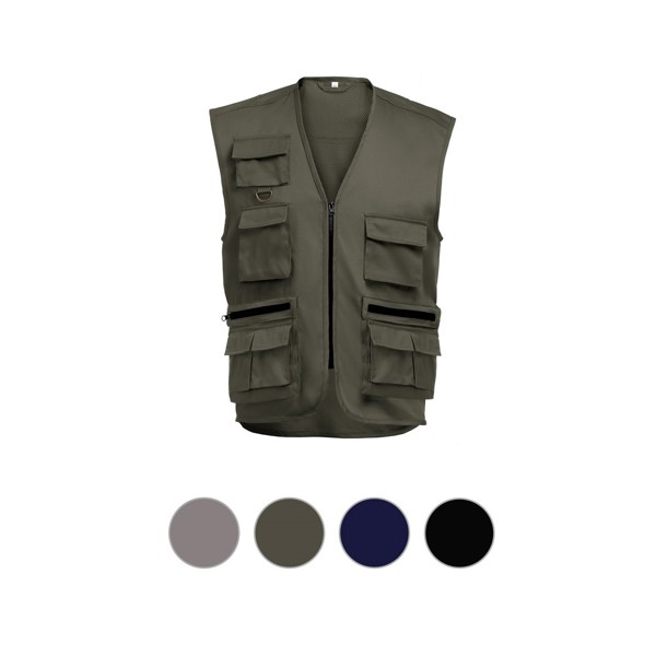 THC PIXEL. Waistcoat (200 g/m²) in polyester and cotton - Grey / XXL