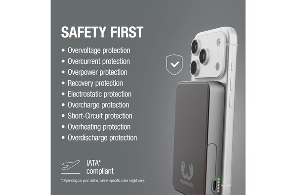 Fresh 'n Rebel Batterie externe sans fil 10000 mAh compatible MagSafe - Gris foncé