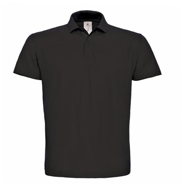 Polo Piqué B&C Id.001 180G, Tam. Grande - 100% Algodão (Investindo Em Better Cotton) - Preto / 3XL