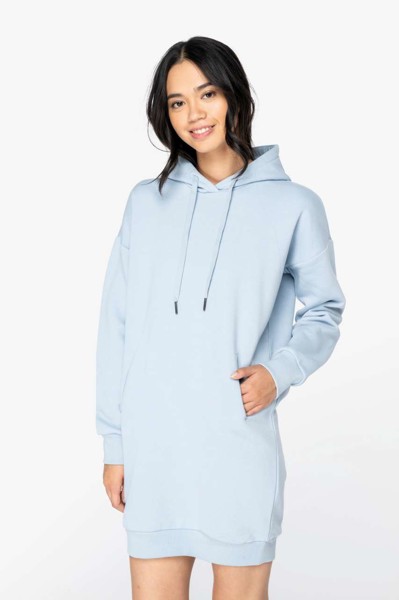 Ladies' Eco-Friendly Hooded Sweatshirt Dress - Aquamarine / XL