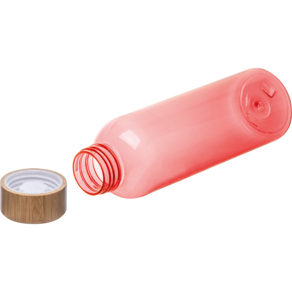 PET drinking bottle with bamboo lid, 500ml SAMBOR - Red