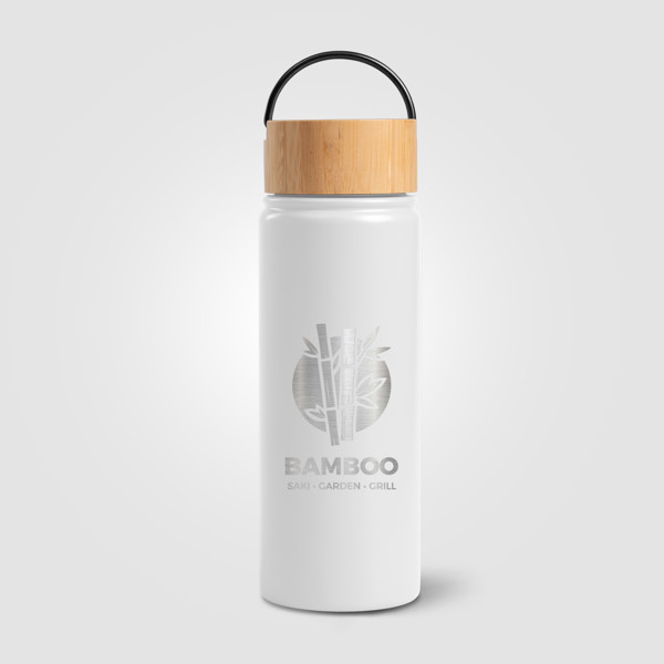 Reborn - 530 ml Double Wall Stainless Steel Bottle - White / Laser
