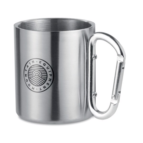 Kovinska skodelica Trumbo, ročaj v obliki karabina, 220 ml - Matt Silver