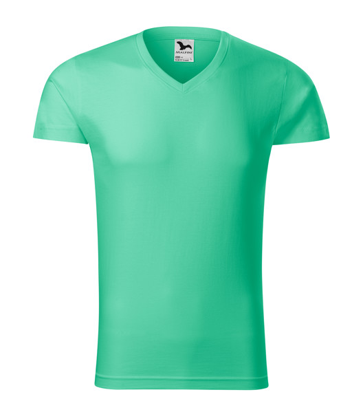 Tričko Pánské Malfini® Slim Fit V-Neck - Mátová / 3XL