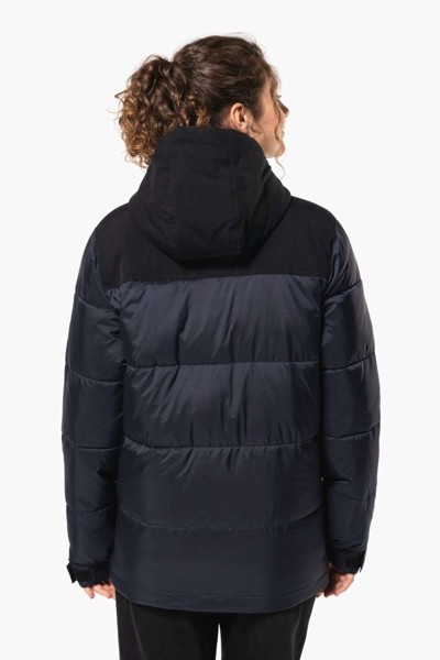 Unisex Bi-Tone Padded Jacket With Hood - Wet Sand / Black / M