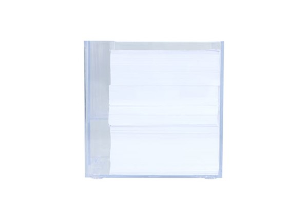Bloc de papier 10x10x10cm dans une boîte cubique avec compartiments - Transparent