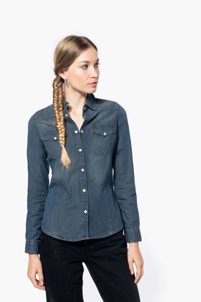 Ladies' Long-Sleeved Denim Shirt - XS