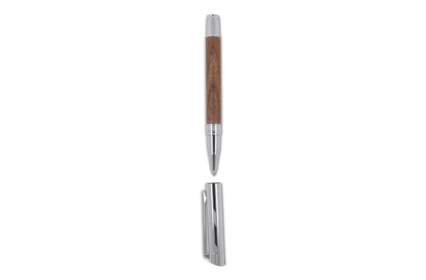 Metal ball pen and rollerball set walnut wood in gift box