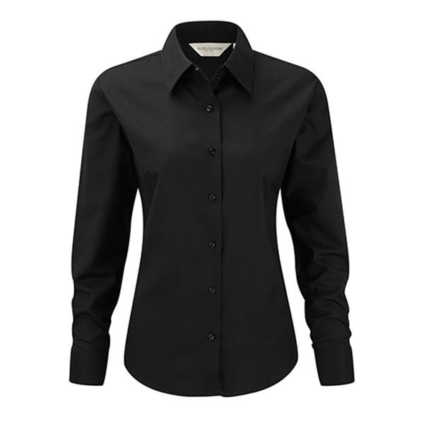 Camisa Oxford Senhora Manga Comprida 135G - 70% Algodão/ 30% Poliéster - Preto / XS