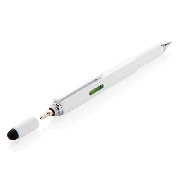 Xd Collection multifunction pen, brass, 7cm ruler - White