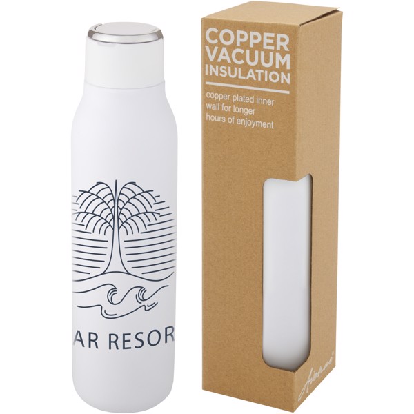 Garrafa de cobre de 600ml isolada a vácuo com loop de metal "Marka" - Branco