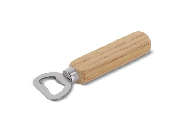 Bottle opener with wooden handle