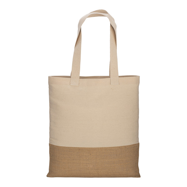 230G/M2 Cotton Shopping Bag, With Jute Base, Long Handles