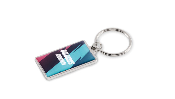 Rectangle iron, domed keychain - Full colour