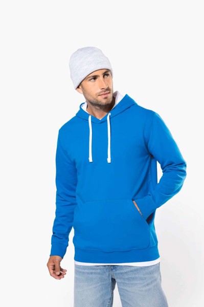 Men's Contrast Hooded Sweatshirt - White / Fine Grey / 2XL