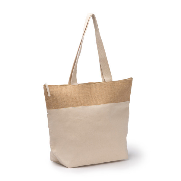 Personalised cotton and jute cooler bag with gusseted base