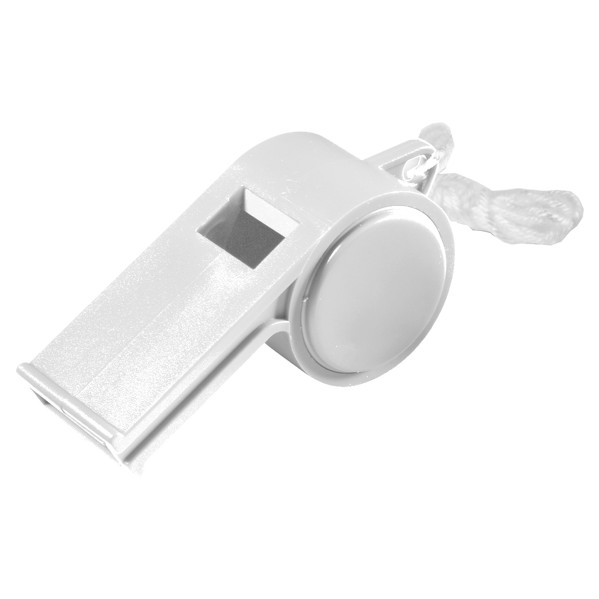 Trillerpfeife "Sport", Mit Kordel, Uni-Colour - Weiss