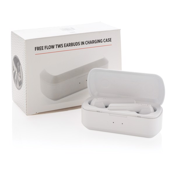 Free Flow TWS earbuds in charging case - White