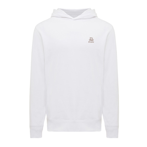 Mikina s kapucí a bočními kapsami Iqoniq Yengo z rec. bavlny - Recycled White / XXXL