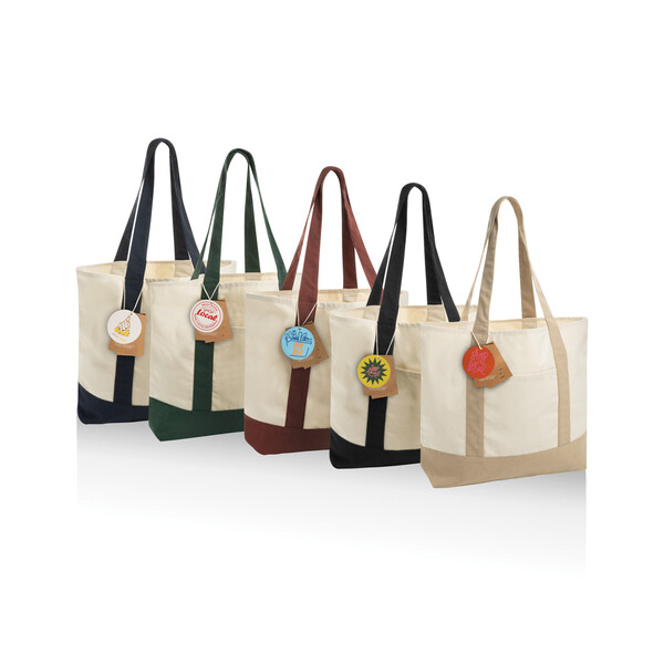 SHOP LOCAL AWARE™ recyklovaná bavlnená taška tote s gramážou - Čierna