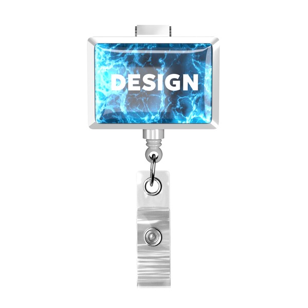 Retractable badge reel in rectangle shape with logo - Belt Clip