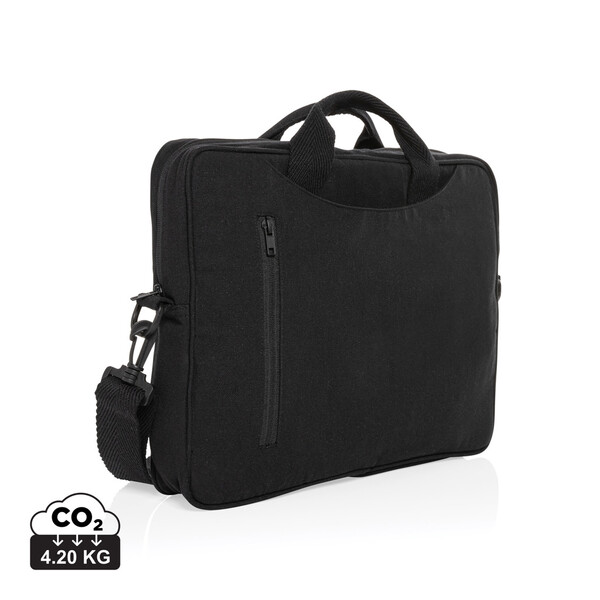 Taška na 15,4" notebook Laluka z recykl. bavlny AWARE™ - Čierna