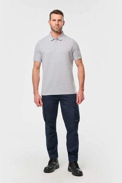Men's Short Sleeve Stud Polo Shirt - White / 3XL