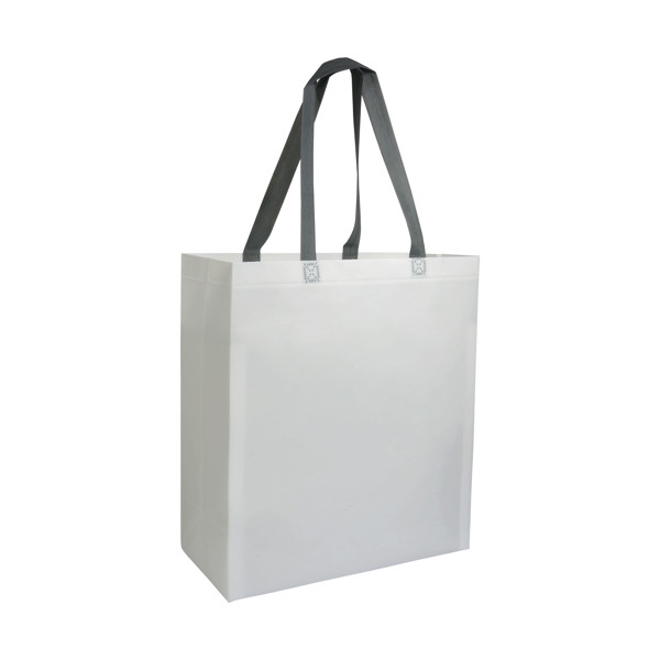 Laminated, Heat-Sealed 100 G/M2 Non-Woven Fabric Shopping Bag With Gusset - White