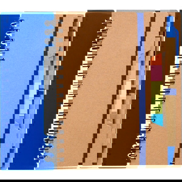 Memo holder, notebook, ball pen, ruler, sticky notes - blue