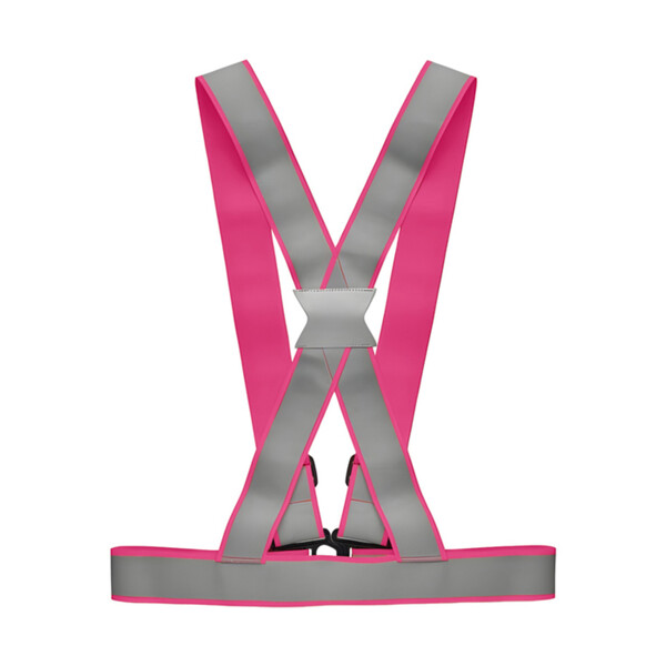 High visibility safety body belt EN17353 - Silver (Pink polyester)