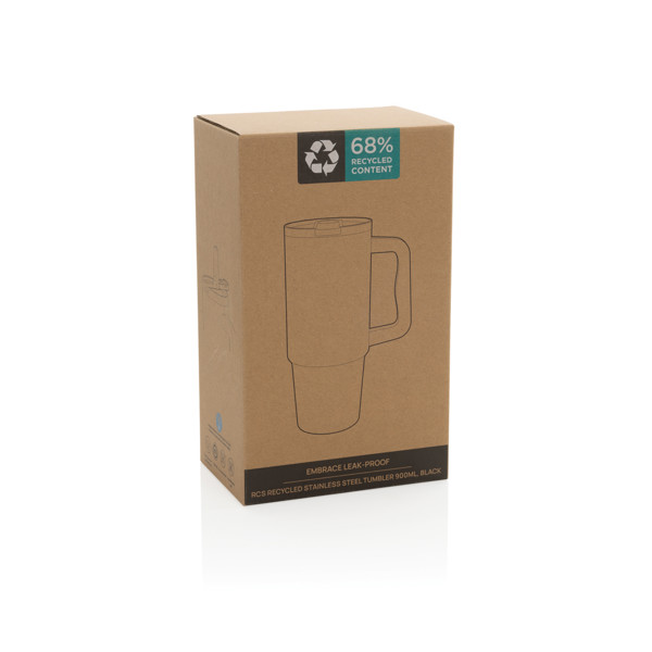 Embrace nepretekajúci tumbler z recykl. nerez. ocele 900ml - Čierna