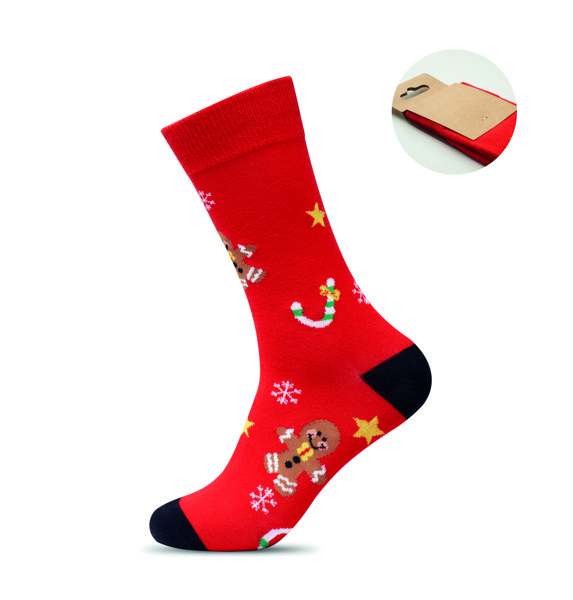 Par de meias de Natal M Soc Medium - Vermelho