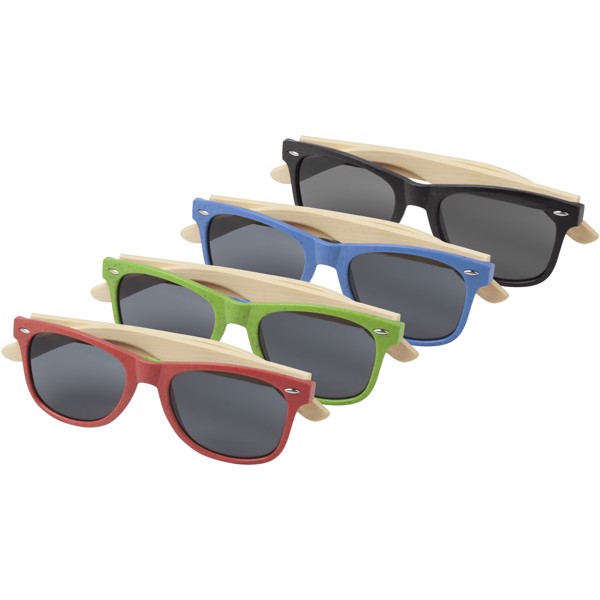 Lunettes de soleil Sun Ray en bambou - Bleu process