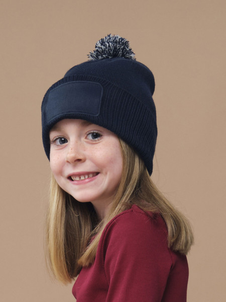 Kids Snowstar Patch Beanie - Black / Bright Royal
