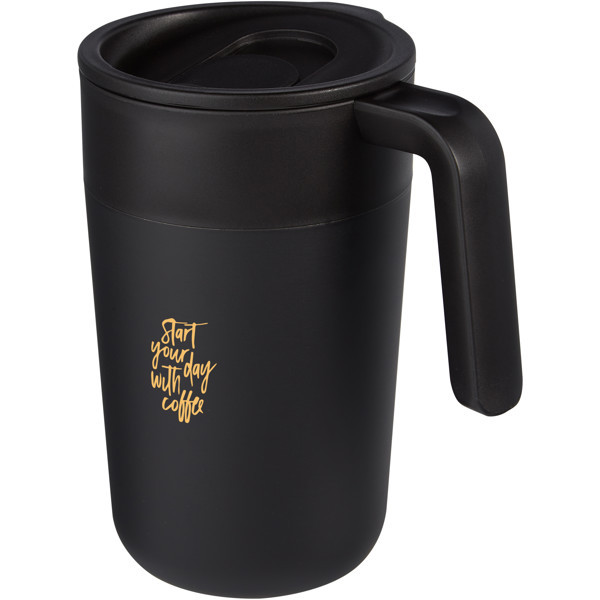 Nordia 400 ml double-wall recycled mug - Black