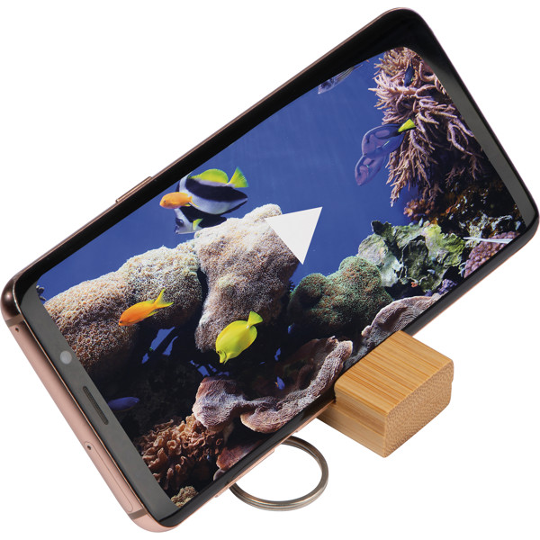 Keychain with mobile stand made from bamboo TABITHA - Beige