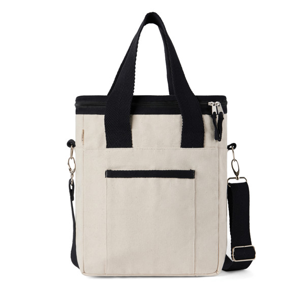 VINGA Volonne AWARE™ recycled canvas cooler tote bag - Off White / Black