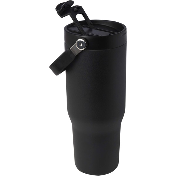 Bronx 900 ml RCS recycled stainless steel copper vacuum insulated tumbler with dual function lid - Black