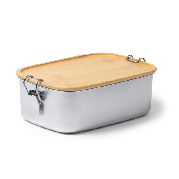 Personalised stainless steel lunch box 1 litre with bamboo lid