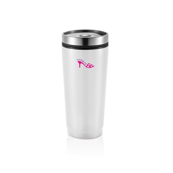 Kozarec Xd Collection 350 ml, pokrov na gumb - Bela