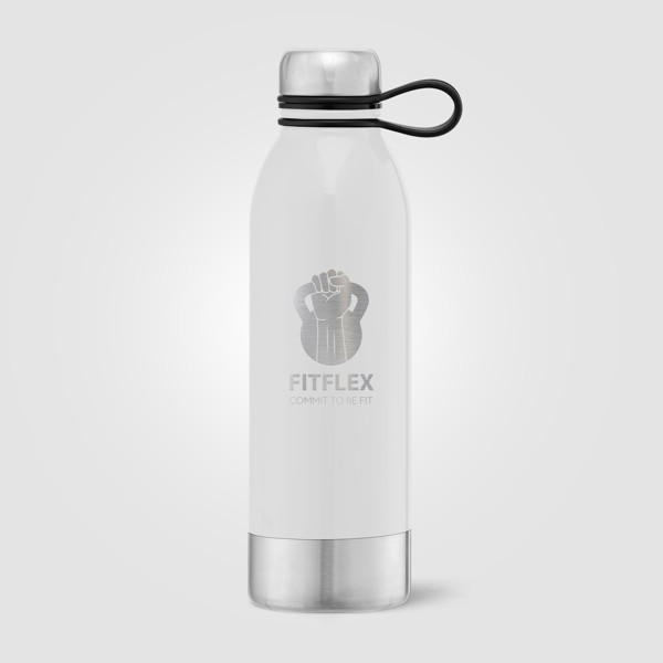 Sydney - Bouteille de sport en acier inoxydable de 740 ml - Blanc / Sérigraphie
