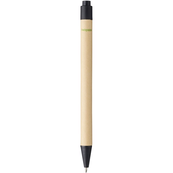 Stylo bille en carton recyclé et plastique de maïs Berk (encre noire) - Noir