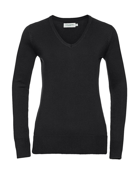 Ladies’ V-Neck Knitted Pullover - Black / 4XL