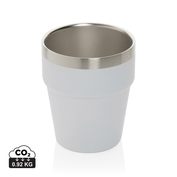 Clark double wall coffee cup, 300ml recycled steel - White
